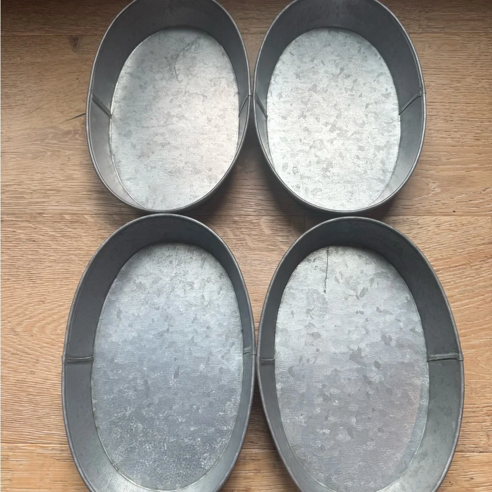 🔥CRATE & BARREL🔥Galvanized Metal Oval Hot Dog Baskets lot o4/ 3 lots Price Firm